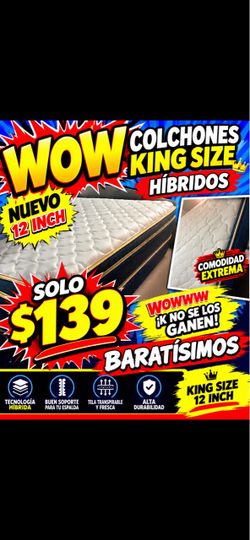 Colchones king size hÃbridos 12 inch nuevos