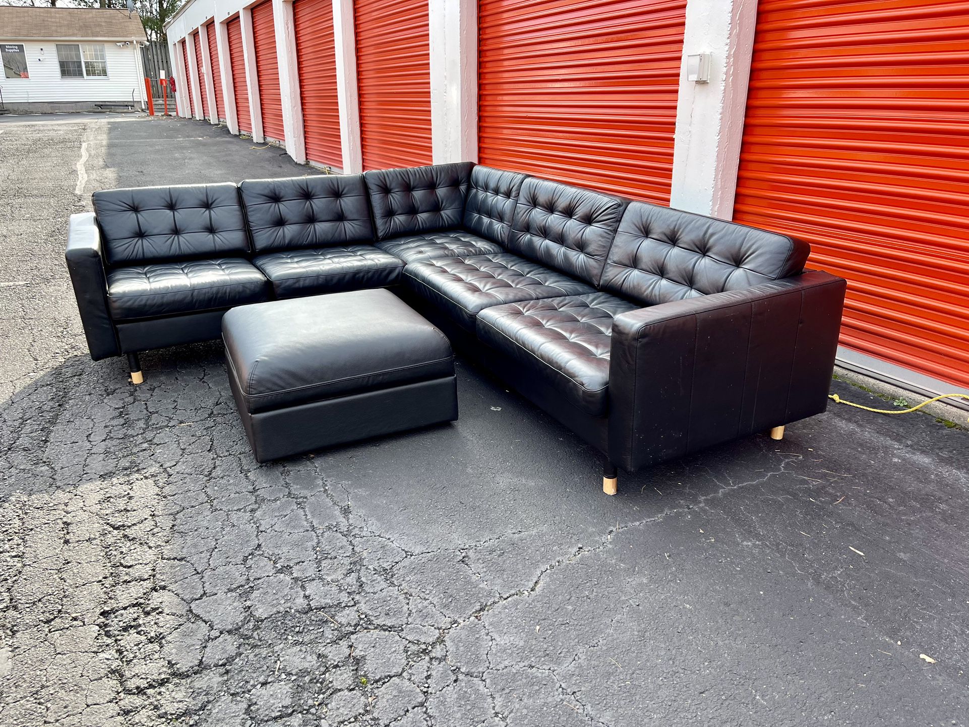 Black Ikea MORABO Sectional with Ottoman- Free Delivery!