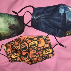 Set Of 3 Halloween Themed Face Masks