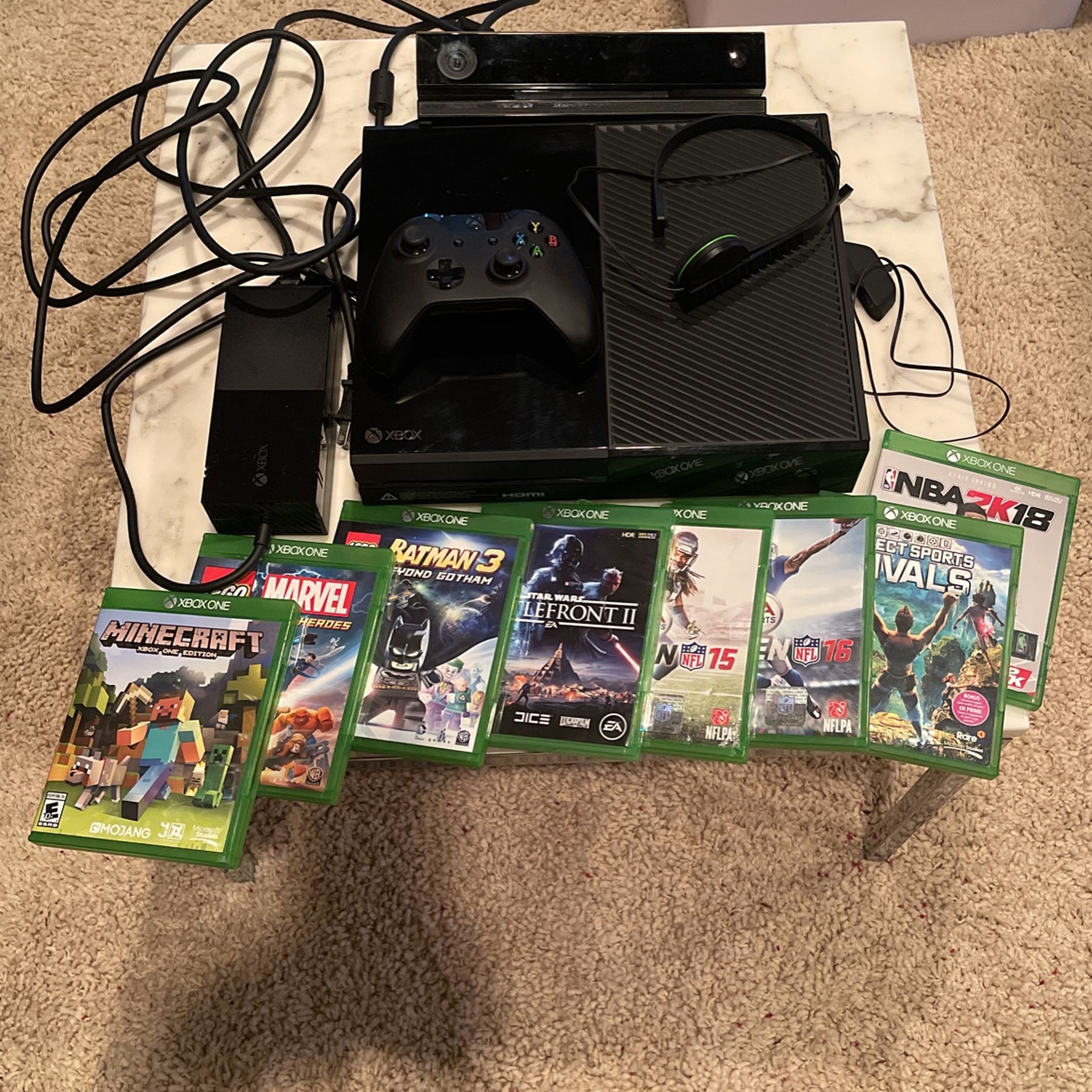 Xbox One Console with 8 Games, Controller, Headphones