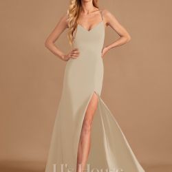 Trumpet/Mermaid V-Neck Floor-Length Chiffon Bridesmaid Dress 