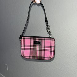 Coach Pink Plaid Wristlet – Mini Bag