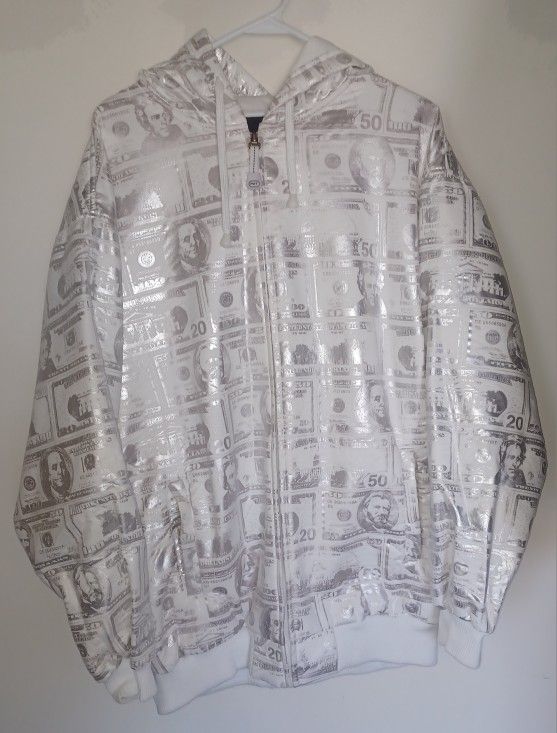 PTW White Dollar Jacket Mens Size XL 100% Polyester Brand New 