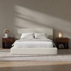 AirFrame Full Size Upholstered Bed Frame with Plush Padded Headboard Plush Padded Headboard, 360° Soft Foam Surround, Low Profile Cloud Bed Frame, No