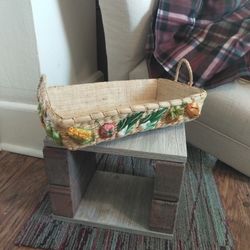 Vintage Rattan Casserole Wicker Basket 