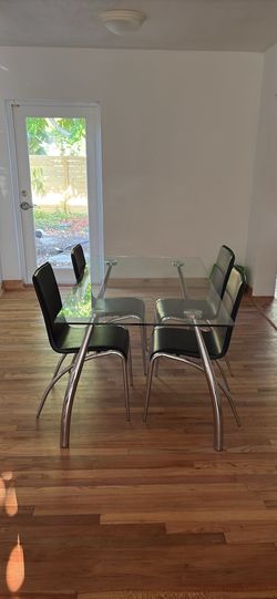 Glass dining table and chairs