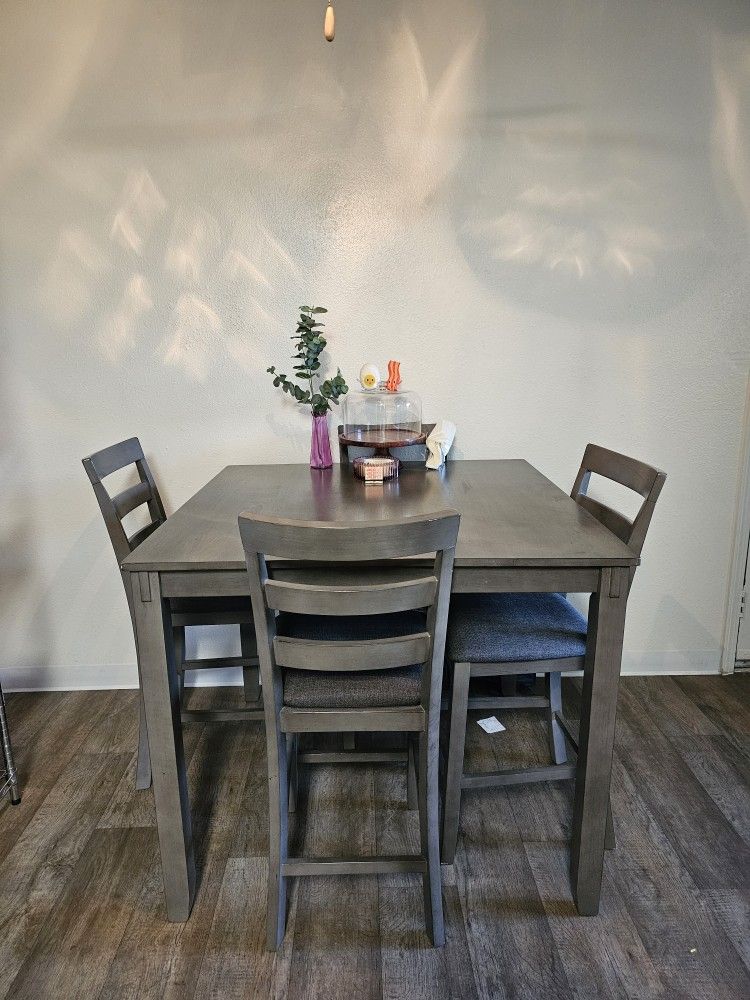 Solid Wood Dining Table With 4 Chairs