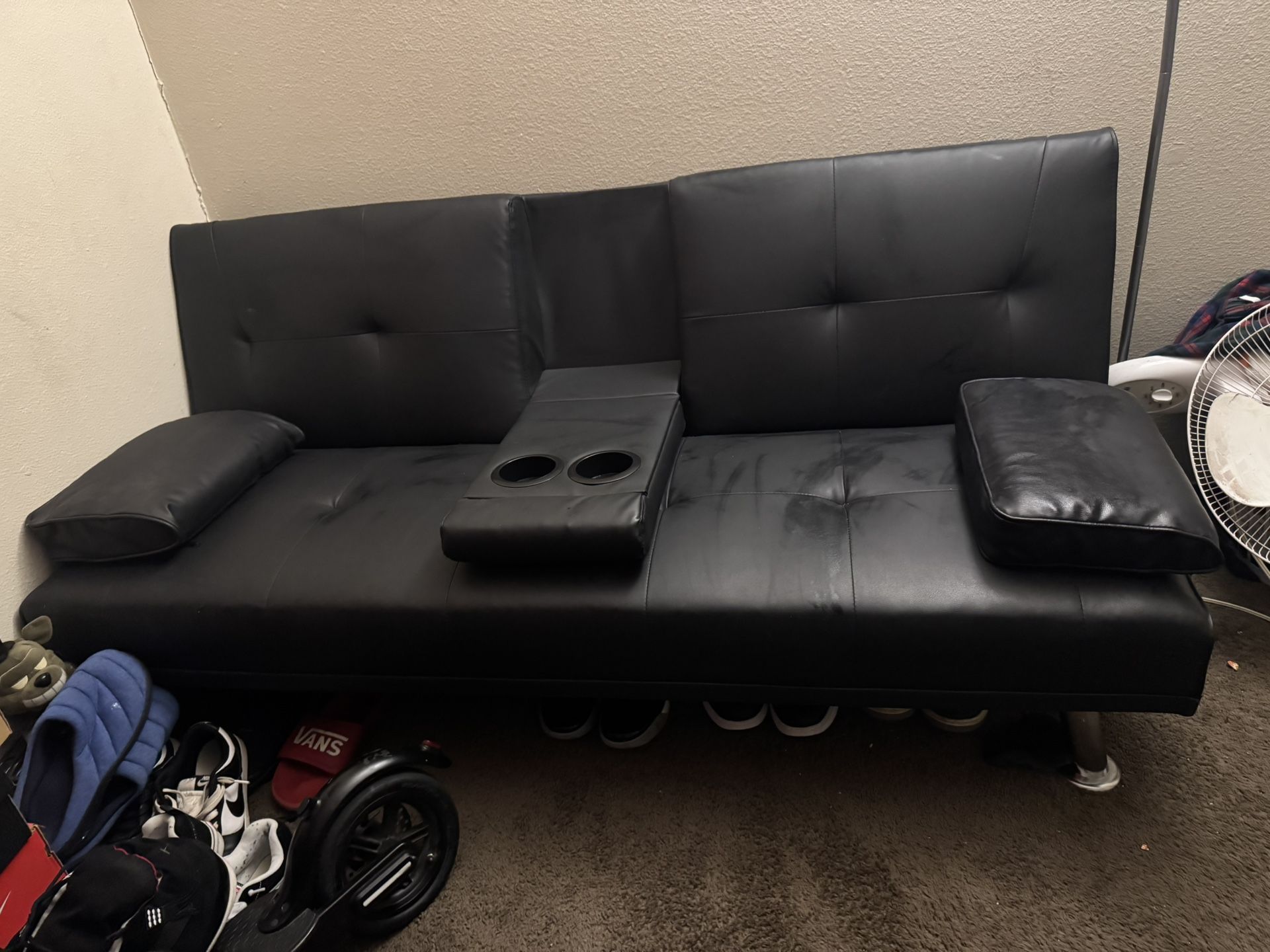 Black Leather Futon
