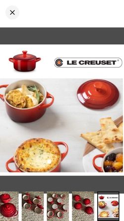 Le Creuset bundle of 4 Mini Round 8 fl oz Cocottes in ‘Cerise’