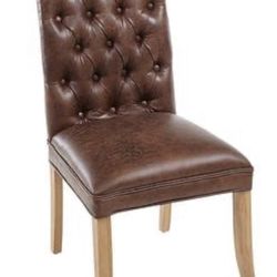 Pier 1 Imports Audrey Brown Faux Leather Dining Chair with Stonewash Wood - Set of 2