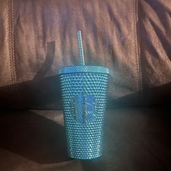 NEW Starbucks Blue Chrome Teal Studded 16 oz Grande Cold Cup Tumbler * Limited Edition*Hard To Find*