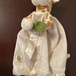 Baby Aspen Safari Giraffe Satin Trim Rattle Security Blanket/Lovey