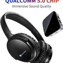 Bluetooth Headphone Over Ear,Comfortable Noise Isolation Protein Earpads, Lightweight & Foldable Wired/Wireless Stereo Headset with mic for Cell Pho