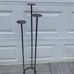 Vintage Mid Century Modern 3 Arm Metal Floor Candle Holder Stand 42”party Decor