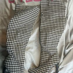 Black And White Thigh High Boots