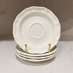 4 Mikasa French Countryside Bread Butter Plate Cottagecore Rustic White Scallop