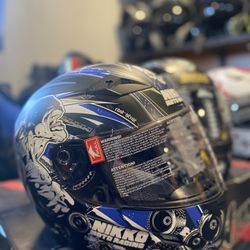 New Matte Blue Dot Motorcycle Helmet $80