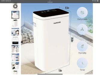 Humsure dehumidifier 22 pints Brand New Mint Condition Great For RV