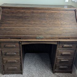 Dark Oak Classic Roll Top Desk 