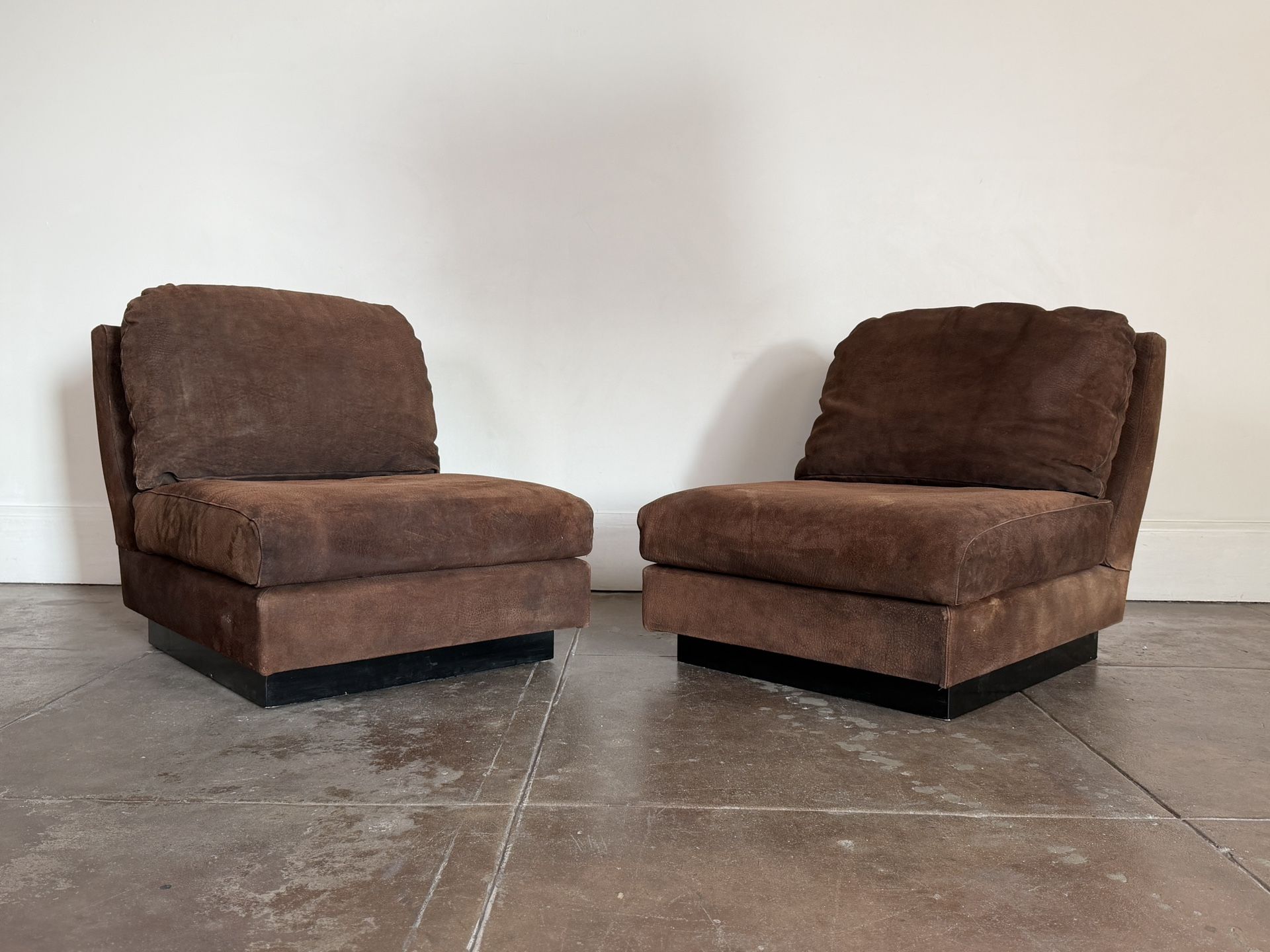 1970’s Willy Rizzo Leather Lounge Chairs