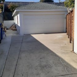 2 Car Garage Door With Rails And Lift Master Motor In Excellent Condition $350