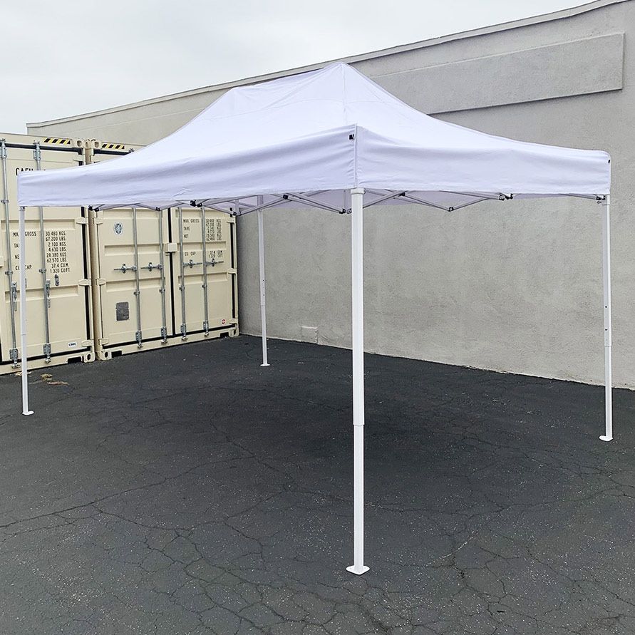 $145 (Brand New) Heavy-duty 10x15 ft outdoor ez pop up canopy party tent instant shades w/ carry bag (white, blue)
