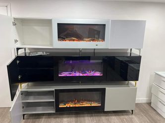 TV stand con chimenea