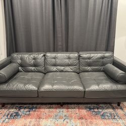 Gray Leather Sofa