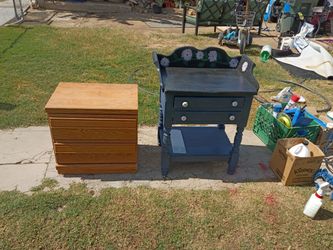 Blue Bennington Pine Dry Sink and 2 drawer file cabnet