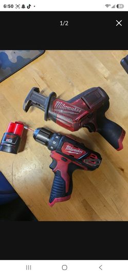 Milwaukee M18 Hackzall & M12 Drill with Battery