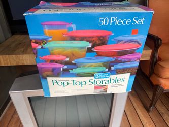 Vintage anchor hocking microwave pop top store bowl 50 piece plastic set