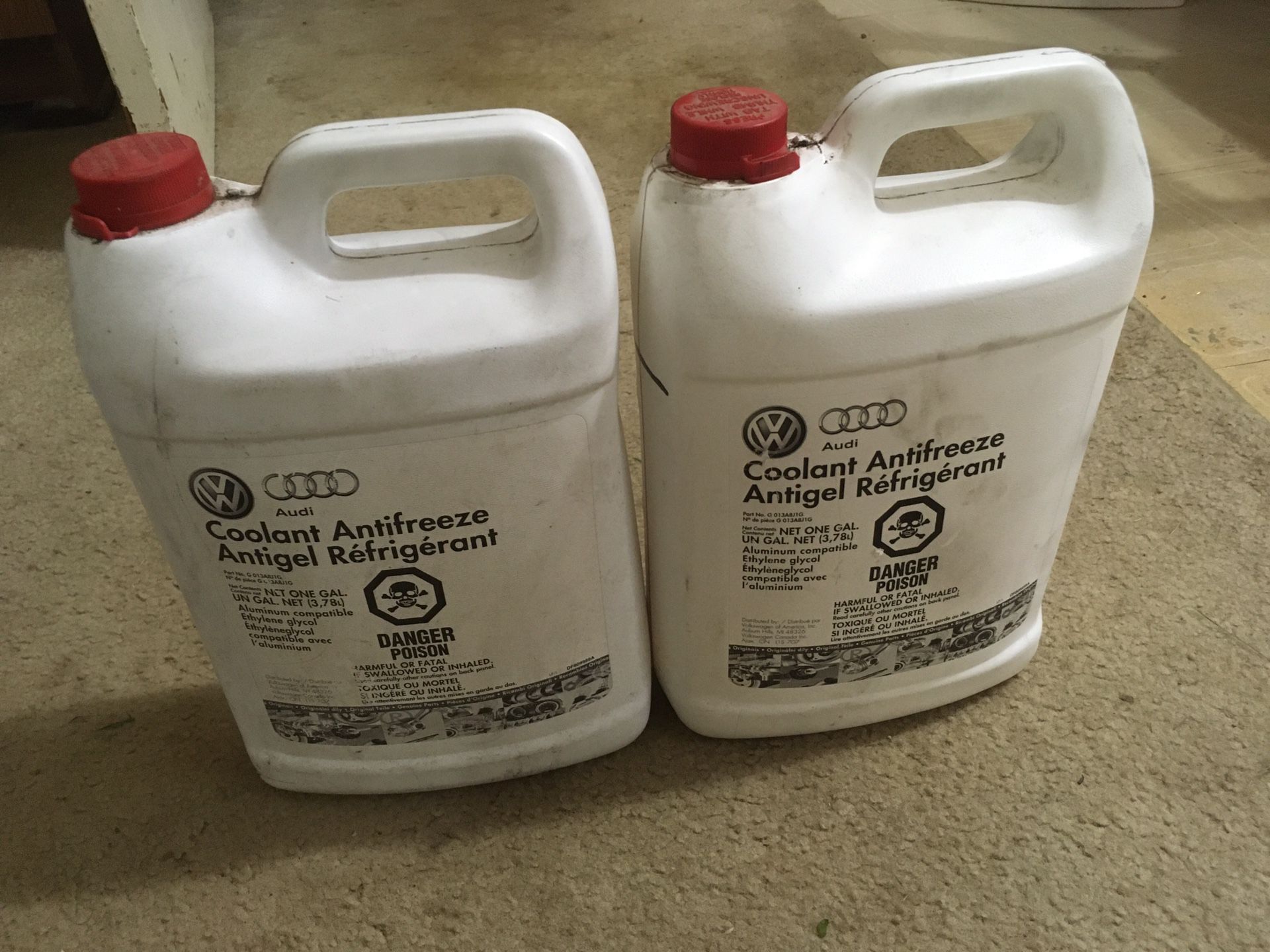 About 1.5 gal of VW pink antifreeze