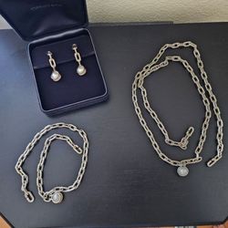 Authentic New Tiffany and Co. Sterling Silver Pearl Hardwear Jewelry Set