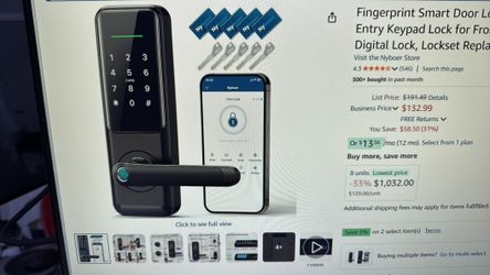 Fingerprint Smart Door Lock with Handle: Keyless Entry Keypad Lock for Front Door, Nyboer Electronic Digital Lock, Lockset Replacement for Exterior Do