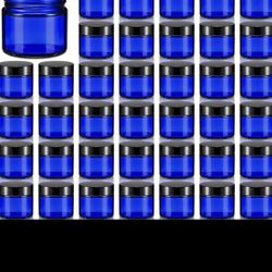 72pc of New 2oz Blue Glass Jars with Lids - 60mlh
