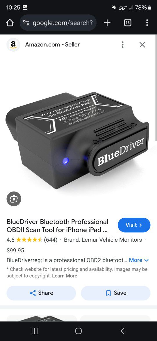  OBDll BlueDriver Scanner (Used) 