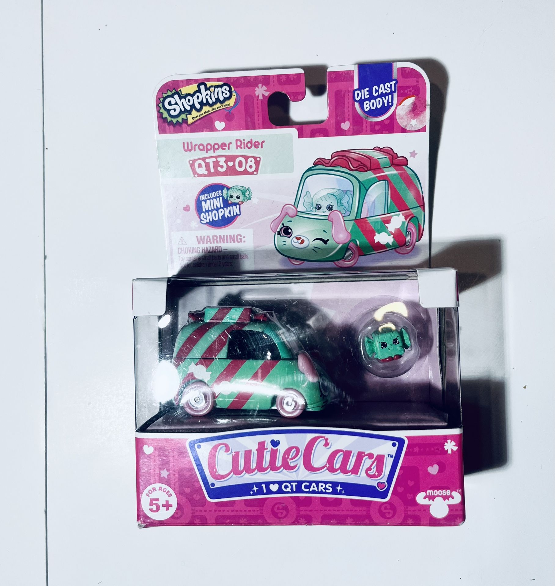 SHOPKINS CUTIE CARS SERIES 3 #QT3-08 WRAPPER RIDER DIE CAST BODY W/MINI SHOPKIN