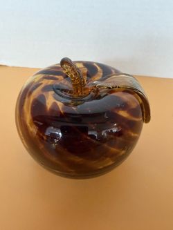 Amber Brown Glass Apple Paperweight — Local Pickup