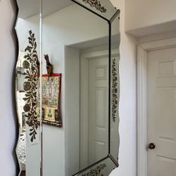 Has To GO! Rare To Find This Size   /Mid century Venitian Art Deco  Mirror 57” X 41” X 2” HAS TO GO!!!