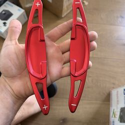 Red Steering Wheel Shift paddle Shifter Extension For Porsche Cayenne Macan 911