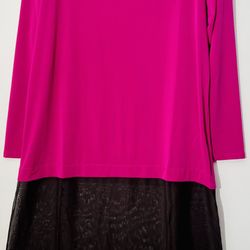 Fuchsia Top/sheer Dress, Stylish Outfit, Size M/L