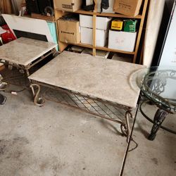 Coffee Table And End Table With Marble Tops