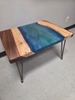 Blue epoxy Live edge coffee table
