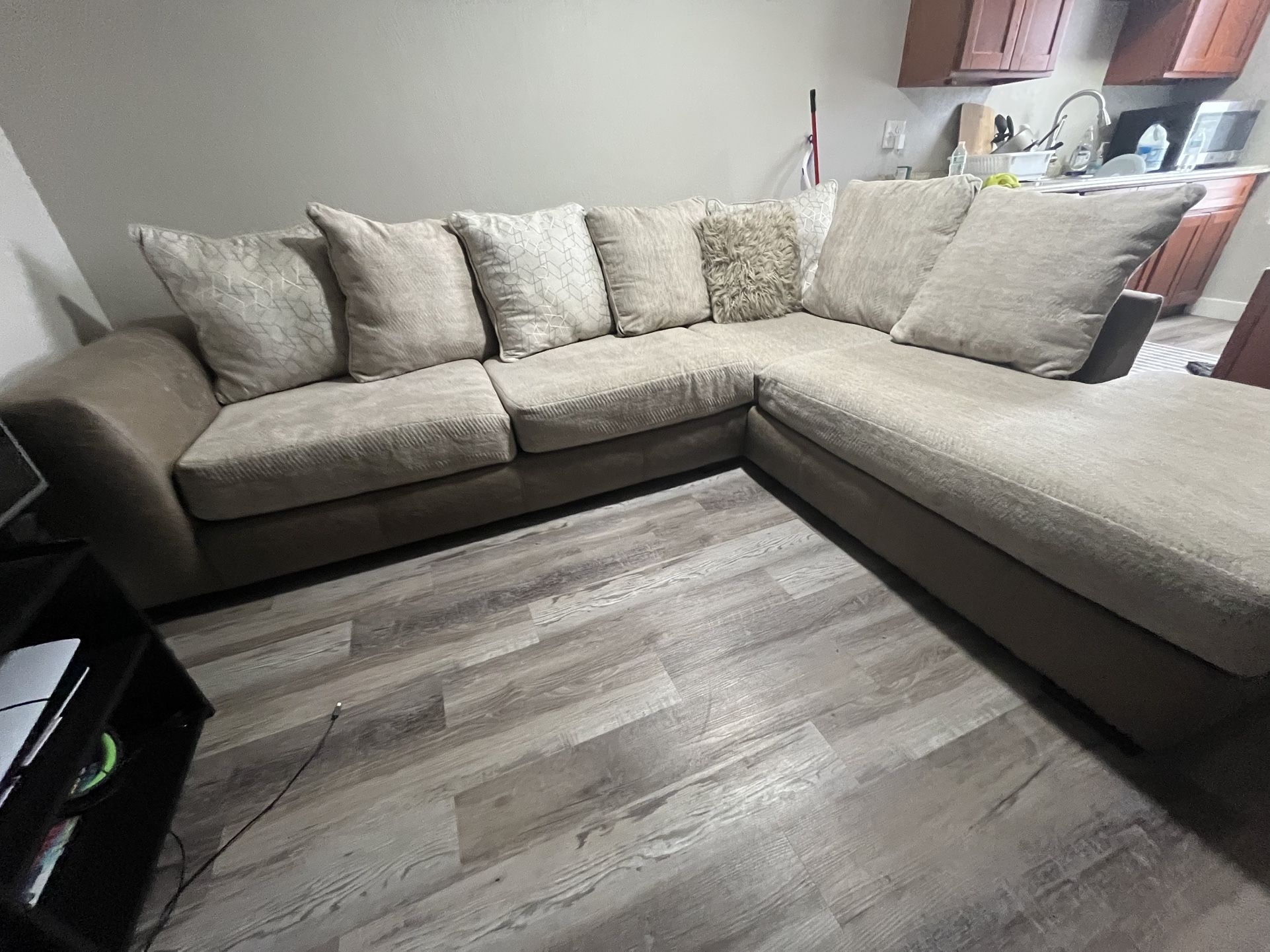 Brown And Beige Couch 