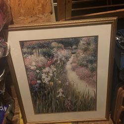 Gold Framed Garden Path With Flowers