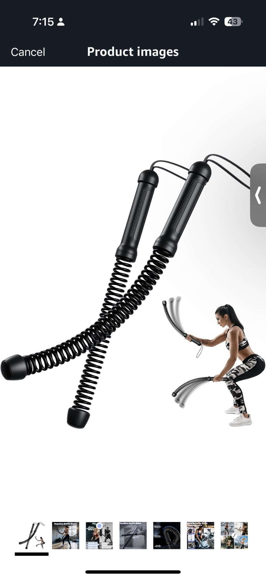 Ropeless Battle Rope, Battle Ropes for Home Gym, Strength, HIIT Workouts, Home Training, Quiet Fitness Equipment for Men & Women, 2PCS