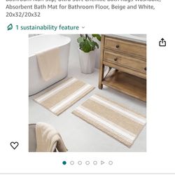 GRANNY SAYS Bathroom Rugs Sets 2 Piece, Bath Mats for Bathroom Non Slip, Ultra Soft Chenille Bath Rugs Washable, Absorbent Bath Mat for Bathroom Floor