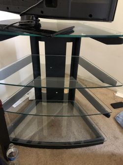 Glass / metal tv table entertainment center