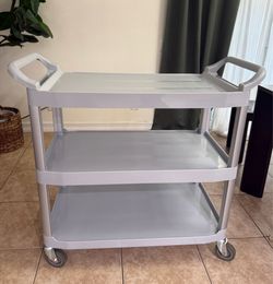 Heavy-Duty 3-Tier Rolling Utility Cart with Wheels – Gray