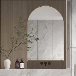 24" x 36" Arched Framed Metal Recessed Mirrored Medicine Cabinet 
